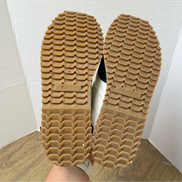 J. Crew White Gray Black Colorblock Leather Trainers Sneakers Size 7 - Picture 9 of 12